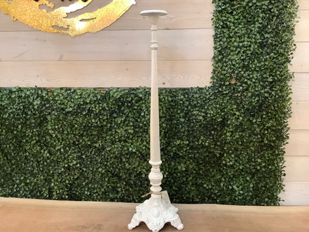 Laurel Iron Candlestick White
