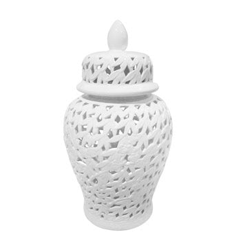 Pierced White Temple Jar SH 24”